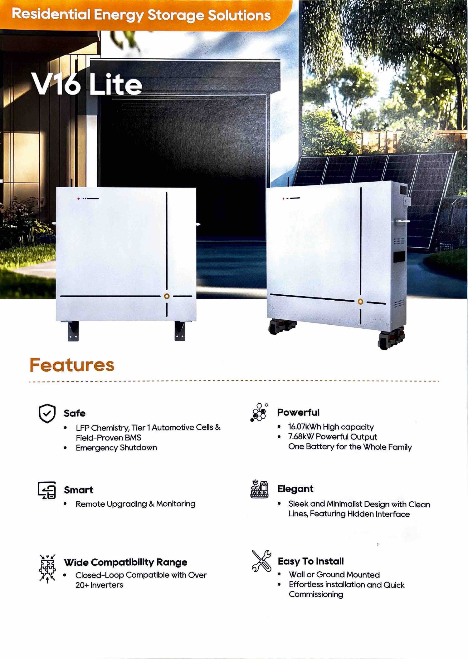 Pytes V16 Lite residential battery